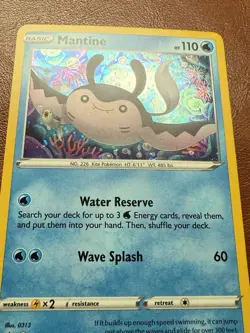 POKEMON MANTINE SWSH026 PROMO BLACK STAR COSMOS HOLO WITH SMALL SWIRL NM CARD - Image 3