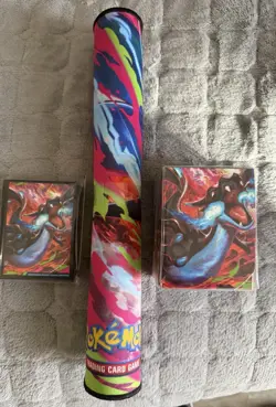 Mega Charizard UPC Accessories - Playmat, Card Sleeves and Deck Box ✅ - Image 1