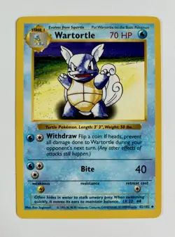 Wartortle 1999 Pokemon Game Shadowless Base Set #42/102 * Near Mint - Image 1