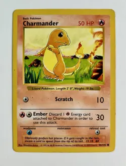 Charmander 1999 Pokemon Game Shadowless Base Set #46/102 * Heavy Play - Image 1