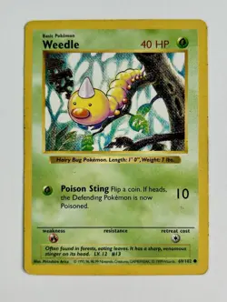 Weedle 1999 Pokemon Game Shadowless Base Set #69/102 * Heavy Play - Image 1