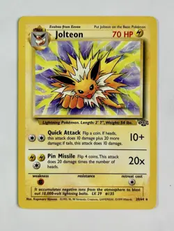 Jolteon 1999 Pokemon Jungle Unlimited Rare #20/64 * Light Play - Image 1