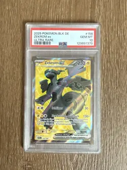2025 Pokemon ZEKROM EX Full Art HOLO 158/086 Schwarze Blitze DE PSA 10 GEM MINT - Image 1