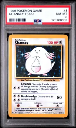 Pokemon TCG Chansey 3/102 Base Set Holo PSA 8 - Image 1