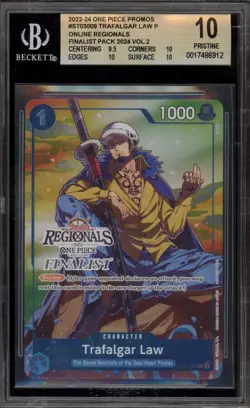 One Piece CCG Trafalgar Law Online Regionals Finalist Pk. Promo ST03-008 BGS 10 - Image 1