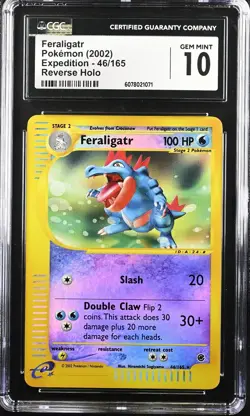 2002 POKEMON EXPEDITION FERALIGATR REVERSE HOLO 46/165 CGC 10 GEM MINT - Image 1