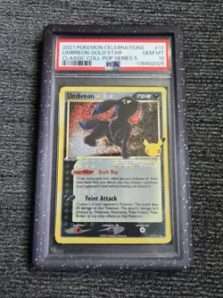 2021 Pokemon Celebrations Umbreon Gold Star Classic Collection 17/17 PSA 10! - Image 1