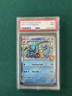 PSA 9 Misty’s Gyarados 049/182 2025 Pokemon DRI EN Holo Mint - Image 1
