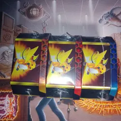 Pokemon Sun & Moon: Hidden Fates Tin 3x Art Set Sealed Charizard Gyarados Raichu - Image 4