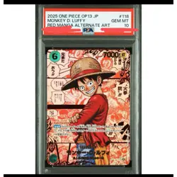 PSA10 Luffy Red OP13 Super Parallel Carrying on His Will One Piece TCG Card *5 - Image 1