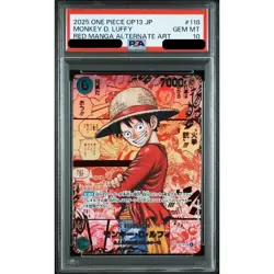 PSA10 Luffy Red OP13 Super Parallel Carrying on His Will One Piece TCG Card *3 - Image 1