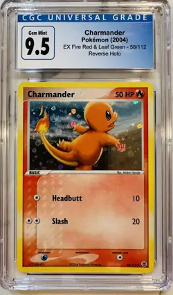 CGC 10 Charmander EX Fire Red & Leaf Green 58/112 Reverse Holo Pokemon Card - Image 1