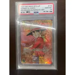 PSA10 Luffy Red OP13 Super Parallel Carrying on His Will One Piece TCG Card *2 - Image 1