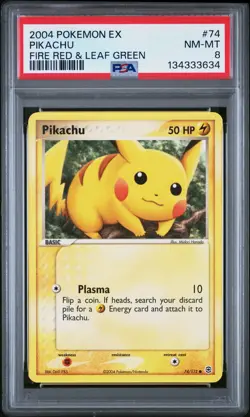 2004 Pokemon Ex Fire Red & Leaf Green #74 Pikachu Fire Red & Leaf Green PSA 8 - Image 1
