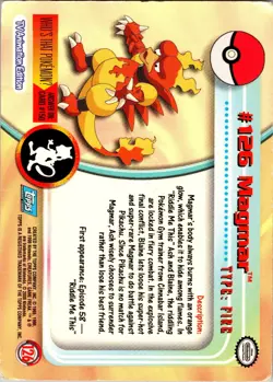 2000 Topps Pokemon TV Animation Edition Series 3 Non Holo #126 Magmar - Image 2