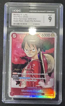 2022 ONE PIECE ST01-012 MONKEY .D. LUFFY SUPER PRE-RELEASE CGC MINT 9 - Image 1