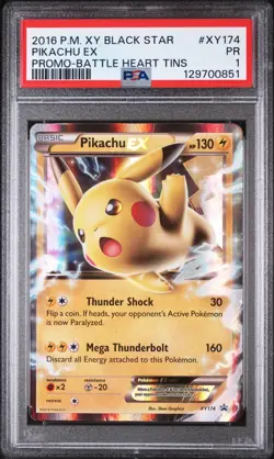 PSA 1 Pikachu EX XY174 Black Star Promo 2016 Battle Heart Tins Pokemon Card TCG - Image 1