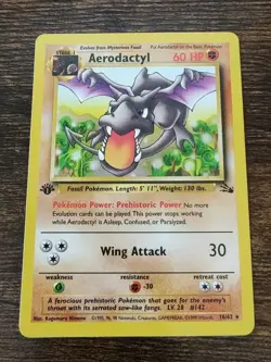 Pokemon Fossil 1st Edition Aerodactyl 16/62 Non Holo Rare NM-MINT - Image 1