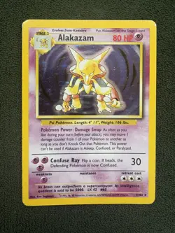 Pokemon TCG Alakazam *Base Set* 1/102 Unlimited, Vintage English Holo Rare - Image 1