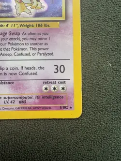 Pokemon TCG Alakazam *Base Set* 1/102 Unlimited, Vintage English Holo Rare - Image 5