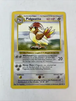 Pokemon Pidgeotto 22/102 Shadowless Rare Base Set Vintage Regular 1999 WOTC - Image 1