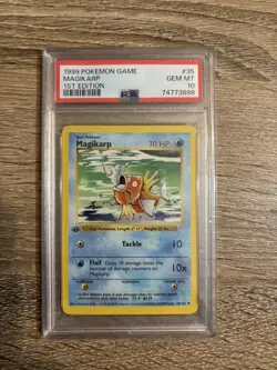 1999 POKEMON BASE SET 1ST EDITION #35 MAGIKARP PSA 10 SHADOWLESS - Image 1