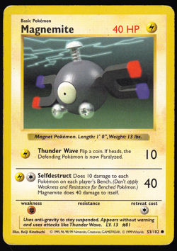 Magnemite 53/102 Shadowless Base Set Pokemon Card 1999 HP - Image 1
