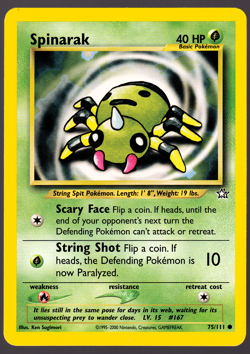 Spinarak 75/111 Neo Genesis Pokemon Card 2000 NM - Image 1