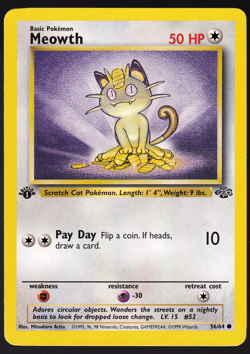 Meowth 56/64 1st Edition Jungle Pokemon Card 1999 NM - Image 1