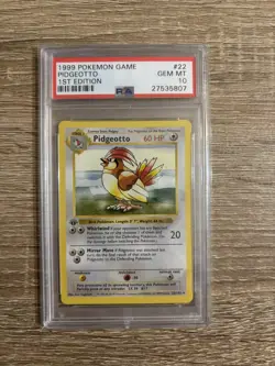 Pokemon PSA 10 Gem Mint 1st Edition Pidgeotto 22/102 Base Set SHADOWLESS - Image 1