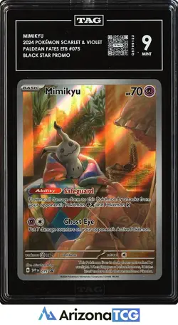 Pokemon 2024 Mimikyu 075 Black Star Promo Paldean Fates ETB TAG 9 - Image 1