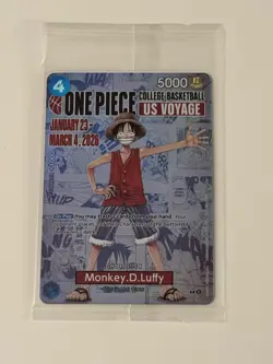 One Piece Monkey D. Luffy US Voyage College Basketball Promo Card (Sealed) - Image 1