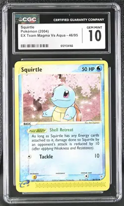 CGC 10 GEM MINT Squirtle 2004 EX Team Magma Vs Aqua 46/95 Pokemon Card - Image 1
