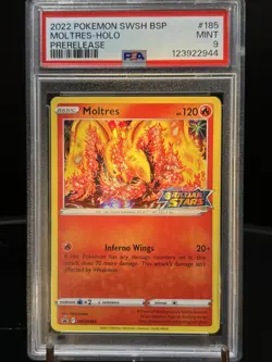 2022 POKEMON SWSH BLACK STAR PROMO PRERELEASE SWSH185 MOLTRES - HOLO PSA 9 - Image 1