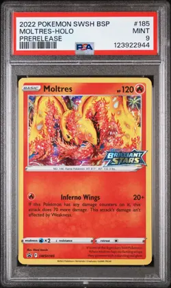 2022 POKEMON SWSH BLACK STAR PROMO PRERELEASE SWSH185 MOLTRES - HOLO PSA 9 - Image 5