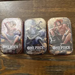 ONE PIECE CARD GAME Tin Set Vol. 2 FULL SET IN HAND SET OF 3 BRAND NEW OP-13 - Image 1