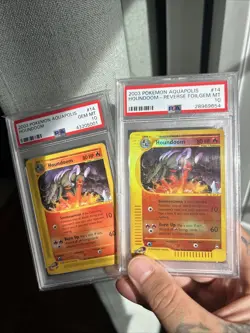 2 Pokemon Cards PSA 10 Houndoom Reverse Holo + NonHolo AQUAPOLIS - POP 25 / 41 - Image 1