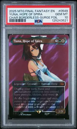 PSA 10 MTG FINAL FANTASY SURGE FOIL #0549 YUNA, HOPE OF SPIRA Cert. #123162666 - Image 1