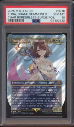 MTG FINAL FANTASY YUNA GRAND SUMMONER BORDERLESS SURGE FOIL #0216 PSA 10! - Image 1