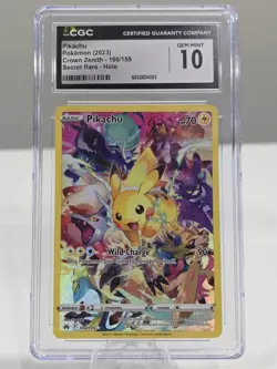 Pokemon Pikachu Crown Zenith Secret Rare Full Art #160 CGC 10 Gem Mint - Image 1