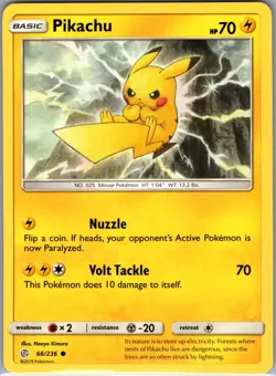 Pikachu 66/236 Non Holo SM - Cosmic Eclipse - Pokemon Card - NM - Image 1