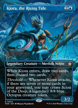 1 x Kiora, the Rising Tide - Borderless - Foundations - NM-Mint - MTG - Image 1