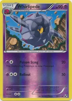 Whirlipede 53/114 Black & White Reverse Holo Light Play LP Pokemon DNA GAMES - Image 1