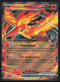 Team Rocket's Moltres ex 031/182 Destined Rivals Stamp UPC Promo Pokemon TCG NM - Image 1
