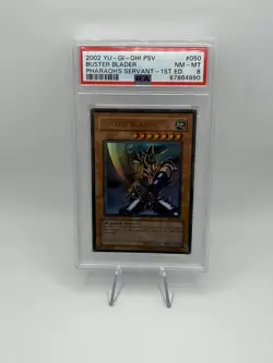 2002 Yu-Gi-Oh! Pharaoh's Servant Ultra Rare 1st Edition Buster Blader #050 PSA 8 - Image 1