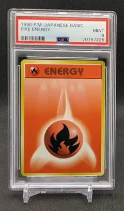 PSA 9 Japanese Basic Base Set Fire Energy 1996 Pokemon Basic - Image 1
