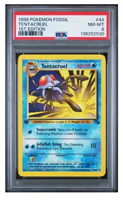PSA 8 1999 POKEMON FOSSIL | 1ST EDITION TENTACRUEL 44 - Image 1
