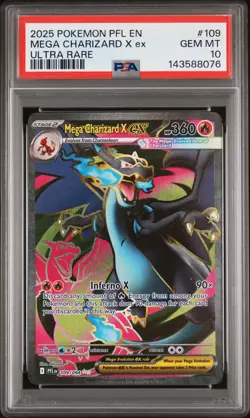 2025 POKEMON PFL EN-PHANTASMAL FLAMES ULTRA RARE #109 MEGA CHARIZARD X EX PSA 10 - Image 1