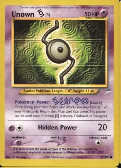 Unown S 87/105 Common WOTC Neo Destiny Pokemon - Image 1