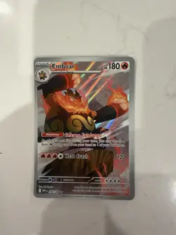 2025 Pokemon SV White Flare - WHT EN #098 Emboar Illustration Rare - offcenter - Image 3